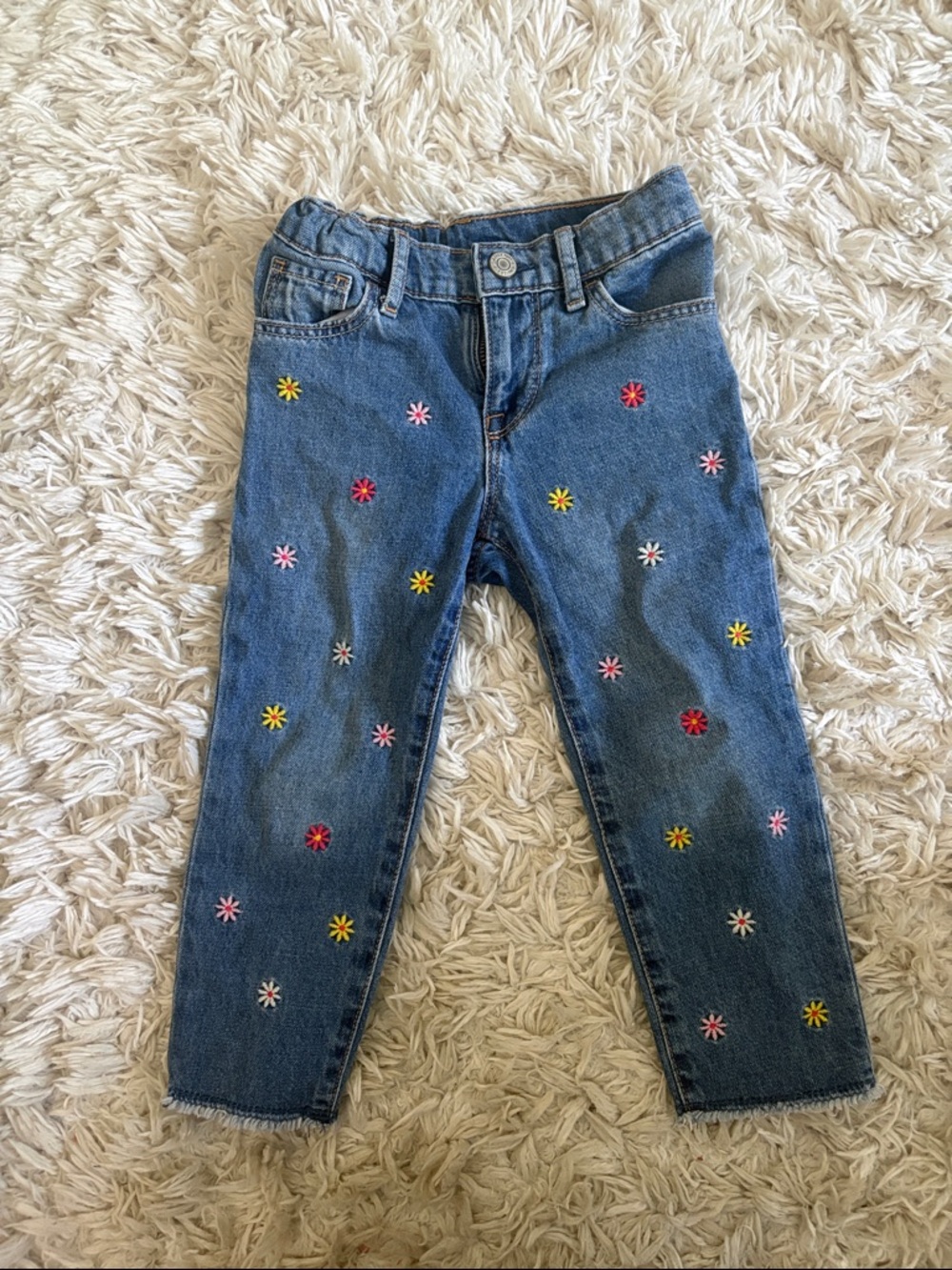 GAP Blue Denim Jeans with Multicolor Flower Embroidery